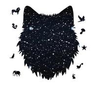 175 Piece Jigsaw Puzzle for Adults Wolf Personalized Picture Puzzle Constellations And Stars Pattern Customized Wooden Puzzles for Family, Birthday, Wedding, Game Nights Gifts Animal Wolf Shape Puzzle