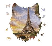 175 Piece Jigsaw Puzzle for Adults Wolf Personalized Picture Puzzle Eiffel Tower Paris Customized Wooden Puzzles for Family, Birthday, Wedding, Game Nights Gifts Animal Wolf Shape Puzzles