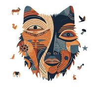 175 Piece Jigsaw Puzzle for Adults Wolf Personalized Picture Puzzle Emotional Faces Customized Wooden Puzzles for Family, Birthday, Wedding, Game Nights Gifts Animal Wolf Shape Puzzles