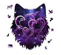 175 Piece Jigsaw Puzzle for Adults Wolf Personalized Picture Puzzle Fashional Purple Hearts Customized Wooden Puzzles for Family, Birthday, Wedding, Game Nights Gifts Animal Wolf Shape Puzzles