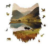 175 Piece Jigsaw Puzzle for Adults Wolf Personalized Picture Puzzle Lake District National Park Customized Wooden Puzzles for Family, Birthday, Wedding, Game Nights Gifts Animal Wolf Shape Puzzles