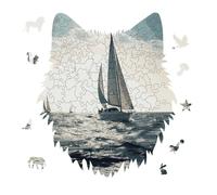 175 Piece Jigsaw Puzzle for Adults Wolf Personalized Picture Puzzle Ocean Sailing Customized Wooden Puzzles for Family, Birthday, Wedding, Game Nights Gifts Animal Wolf Shape Puzzles