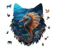 175 Piece Jigsaw Puzzle for Adults Wolf Personalized Picture Puzzle Ocean Seahorse Customized Wooden Puzzles for Family, Birthday, Wedding, Game Nights Gifts Animal Wolf Shape Puzzles