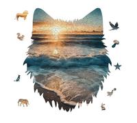 175 Piece Jigsaw Puzzle for Adults Wolf Personalized Picture Puzzle Ocean Sunrise Customized Wooden Puzzles for Family, Birthday, Wedding, Game Nights Gifts Animal Wolf Shape Puzzles