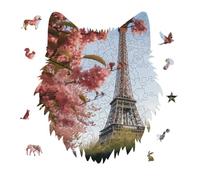 175 Piece Jigsaw Puzzle for Adults Wolf Personalized Picture Puzzle Paris Eiffel Tower Flower Customized Wooden Puzzles for Family, Birthday, Wedding, Game Nights Gifts Animal Wolf Shape Puzzles