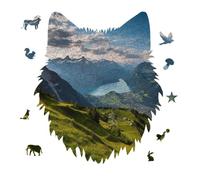175 Piece Jigsaw Puzzle for Adults Wolf Personalized Picture Puzzle Switzerland Alps Customized Wooden Puzzles for Family, Birthday, Wedding, Game Nights Gifts Animal Wolf Shape Puzzles