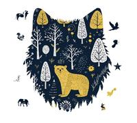 175 Piece Jigsaw Puzzle for Adults Wolf Personalized Picture Puzzle Trees and Bears Customized Wooden Puzzles for Family, Birthday, Wedding, Game Nights Gifts Animal Wolf Shape Puzzles
