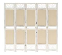 vidaXL 5-Panel Room Divider Cream 175x165 cm Fabric