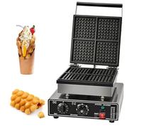 1750W Commercial Waffle Maker, Electric Ice Cream Cone Waffle Maker with Double Sided Heating & Nonstick Surface, Square Four-Piece Lattice Waffles Machine for Commercial Home Small