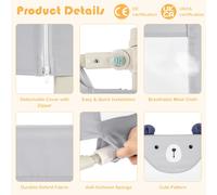 175CM Cute Baby Bed Rail Guard Toddler Infant Security Guardrail W/ Double Lock