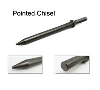 175mm Steel Hex Shank Heavy Duty Air Hammer Chisel Set with Flat, Pointed, Notch and Inverted Triangle Bits for Bolt Removal, Tile Breaking and Metalworking Applications(Pointed Chisel)