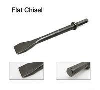 175mm Steel Hex Shank Heavy Duty Air Hammer Chisel Set with Flat, Pointed, Notch and Inverted Triangle Bits for Bolt Removal, Tile Breaking and Metalworking Applications(Flat Chisel)