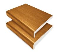 175mm x 1.25m Golden Oak uPVC Fascia Capping Board + End Caps - 2 Pack