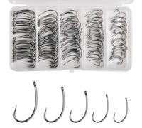 175pcs Barbless Fishing Hooks Kit, Carp Fishing Hooks Curve Shank Barbless Fly Tying Hooks Live Bait Circle Hooks Carp Hair Rig Trout Freshwater Saltwater