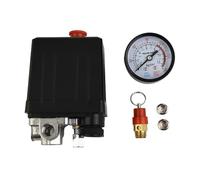 175psi 4 Port Air Compressor Pressure Manifold Regulator with Safety Valve, ABS and Metal Construction, 220V 15A Max 240V, /4 Inch Thread, Auto On/Off C