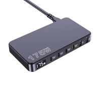 175W USB-C Charger, Ultra-Thin 6 Ports GaN Fast Charging Station, PPS PD 100W Laptop Charger Adapter, LCD Display, Compatible with MacBook Pro/Air, iPhone 15/14/13, Pixel, Galaxy, and More