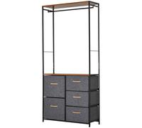 175x83cm Freestanding Clothes Hanger Storage Unit SteelBlack Brown Coat Rack