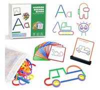 176 Pieces Pattern Blocks Puzzle STEM Toys Creative Learning Stick Shape Building Blocks Educational Resources Brain Teasers Montessori Kindergarten Girls Boys Ages 5+