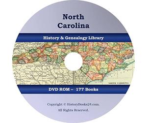 177 Rare Old Books - North Carolina - History & Genealogy - CD/DVD