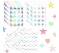 1772PCS Star Tiny Stickers Self-Adhesive Holographic Stickers,Glitter Foil Cute Five Pointed Star Heart Sparkly Sticker for School Home DIY Office Classroom Kids Reward