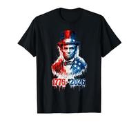 1776 2026 Abraham Lincoln Patriotic USA Flag Value Graphic T-Shirt, Men, Black, M