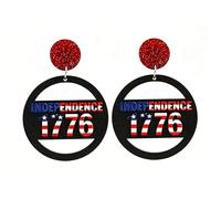 1776-2026 Patriotic Dangle Earrings for Women Men Red White Blue Glitter Number Drop Earrings USA 250th Birthday Anniversary Jewelry, M, Zinc, No Gemstone