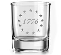 1776 Betsy Ross American Flag - Old Fashioned Whiskey Rocks Bourbon Glass - 10 oz capacity - Made in the USA