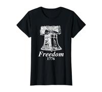 1776 Liberty Bell Freedom Value Graphic T-Shirt, Women, Black, M