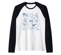 1776 National Celebration Historical Design Raglan Baseball Tee