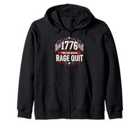 1776 The Original Rage Quit Funny Gamer 4th Of July Zip Hoodie