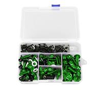 177Pcs Motorcycle Fairing Bolt Kit, M5 M6 Motorcycle Windscreen Screws Fasteners Fairing Bolts Nut Clips Kit for Most Motorcycle (Green)