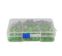 177pcs Motorcycle Fairing Bolt Kit, Universal M5 M6 Aluminum Screws with Washers and Pillars, Blue Gold Green Red Silver Colors for (Green)