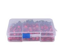 177pcs Motorcycle Fairing Bolt Kit, Universal M5 M6 Aluminum Screws with Washers and Pillars, Blue Gold Green Red Silver Colors for (Red)