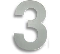 178mm Front Door Numerals '3' 150mm Fixing Centres Satin Stainless Steel