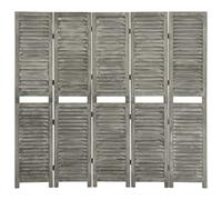 (179 x 166 cm) vidaXL Solid Wood 6-Panel Room Divider Home Indoor Furniture Grey Multi Sizes