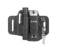 1791 EDC Multitool Sheath & Flashlight Holster, Leather EDC Pouch for Belts Also fits Knife and Keys - Compatible with Full Size Leatherman, Gerber, SOG Multitools - Easy Slide, Black