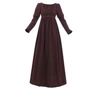 1791's lady Regency Dress Jane Austen Vintage Dress High Waistline Tea Gown, Brown Regular, XS