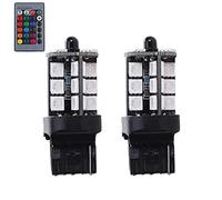 1797 7440 T20 LED RGB Bulb Amber White Red Multicolor 16 Color Changing Brake Lights Turn Signal Reverse Tail Bright Strobe Car Trunk Remote Control Switch Kit Error Free Plug 12V 5050SMD Replacement