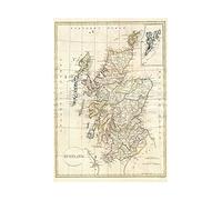 1799 Clement Cruttwell Map Scotland Vintage Art Frame Wall Art Print A4 and A3