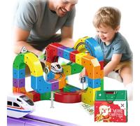 179PCS Clickrail Electric Train Set Flexible Race Track, Magic Rail Cube Train Set, magic rail block Gravity-Defying 3D Embedded Layouts & Motorized Car, for Kids Birthdays (32pcs)
