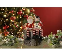 17cm Battery Operated Ceramic Santa/Snowman Christmas Shelf Sitter