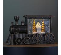 17cm Battery Operated Light up Christmas Train Water Spinner with The Snowman & Snowdog with LEDs