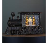 17cm Battery Operated Light up Christmas Train Water Spinner with The Snowman & Snowdog with LEDs