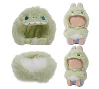 17cm Cute Green Dinosaur Clothes Outfit for Labubu Boy Keychain Doll Original Designer Animal Accessories for Labubu