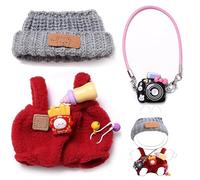 17cm Doll Clothes, 3 Piece Doll Outfit Set with Hat & Accessories, Clothing for 17 cm Doll Plush, Chic Style Set for Generations 1/2/3 Doll (Red)