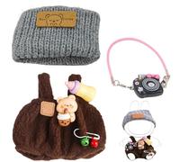 17cm Doll Clothes, 3 Piece Doll Outfit Set with Hat & Accessories, Clothing for 17 cm Doll Plush, Chic Style Set for Generations 1/2/3 Doll (Brown)