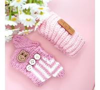 17cm Doll Clothes, Adorable Pink Crochet Sweater & Hat, 2 Pieces Set Fashion Doll Clothing & Accessories for Dress-up, Cute Casual Style for Display (No Doll)