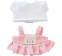 17cm Doll Clothes ,Clothes for Dolls Accessories ,6.7 Inches Kawaii Skirt Outfit Set 2 Pieces Stylish Dress Up Flower Doll Clothing Set (C2 T-shirt+skirt Pink)