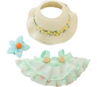 17cm Doll Clothes ,Clothes for Dolls Accessories ,6.7 Inches Kawaii Skirt Outfit Set 2 Pieces Stylish Dress Up Flower Doll Clothing Set (A2 Bear Skirt+hair Clip+hat Green)