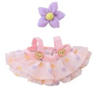17cm Doll Clothes ,Clothes for Dolls Accessories ,6.7 Inches Kawaii Skirt Outfit Set 2 Pieces Stylish Dress Up Flower Doll Clothing Set (A1 Bear Skirt+hair Clip Pink)